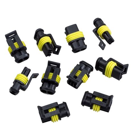 10 Kits 2 Pin Way Sealed Waterproof Electrical Wire Connector Plug Set