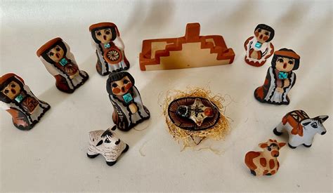Nativity Set By Jemez Pueblo Artist Caroline Sando Native American