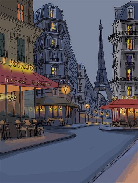 Paris At Night Paris Illustration City Drawing Paris At Night