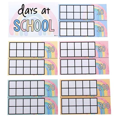 How Many Days At School Tens Frame Rainbow Top Teacher In 2021 Ten
