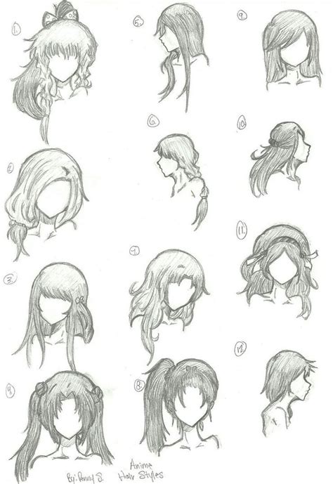 How to draw short hair for female anime and manga characters. Some hair styles too draw | How to draw hair, Anime hair ...