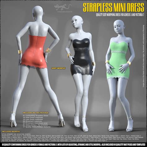 Strapless Mini Dress For G3 And V7 3d Figure Assets Hameleon