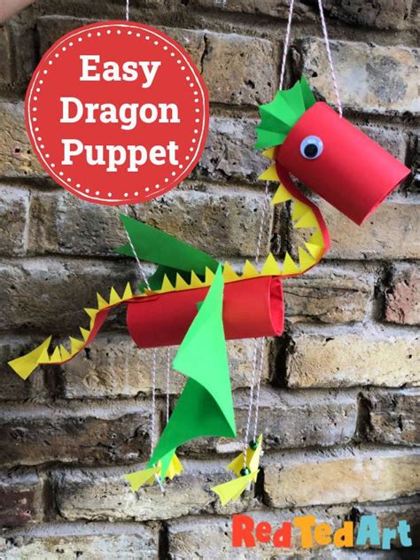 Easy Paper Dragon Puppet Craft For Kids Red Ted Art In 2021 Dragon