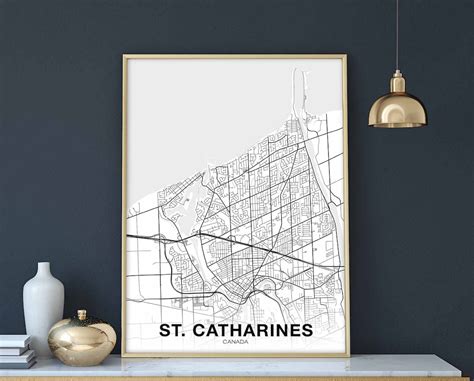 St Catharines Canada Map Poster Hometown City Print Modern Home Decor