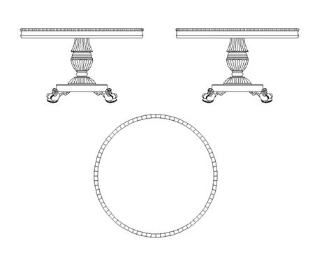Round Dining Table Cad Blocks Detail Elevation Layout 2d View Autocad