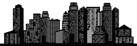 Black And White Cityscape Silhouette With Skyscrapers