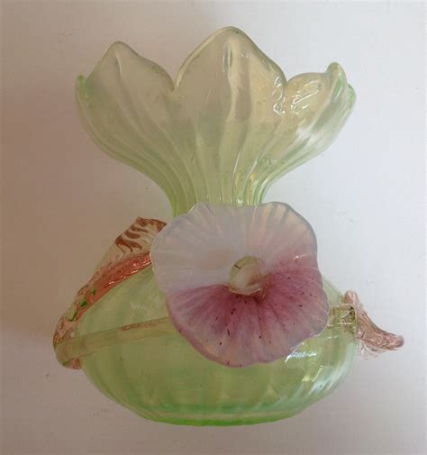 Victorian Uranium Glass Vase With Applied Flower Collectors Weekly