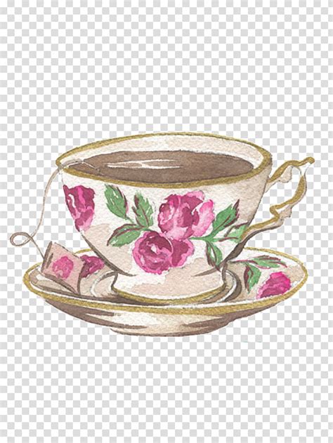 S Flower Graphic Teacup With Saucer Transparent Background Png Clipart