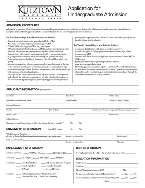 Application For Undergraduate Admission Admission Procedures