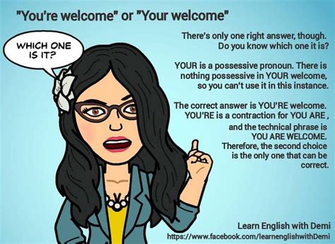 Youre Welcome Or Your Welcome Learn English With Demi Grammar