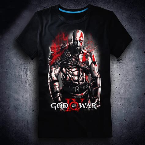 Game God Of War 4 Poster T Shirts Kratos Atreus Mens Casual Short