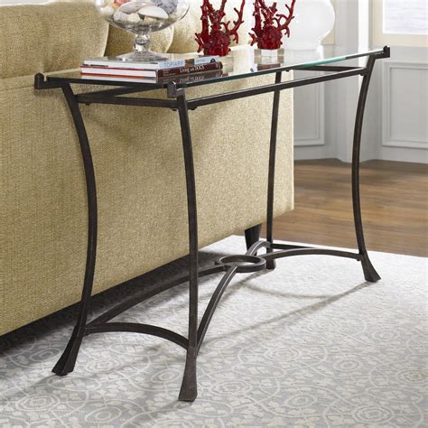 Hammary Sutton Contemporary Metal Sofa Table With Glass Top Darvin Furniture Sofa Tables
