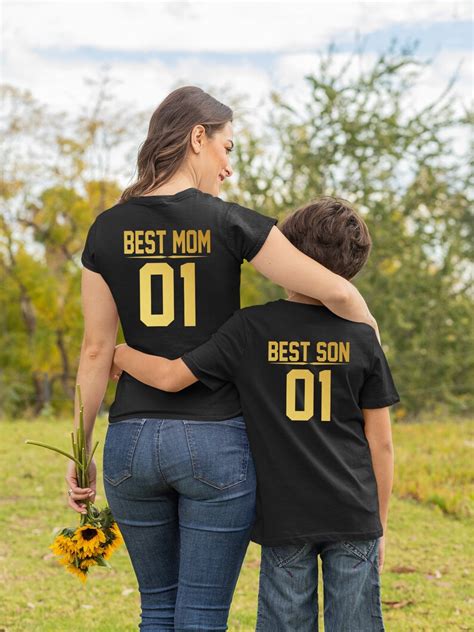 Best Mom 01 Best Son 01 Mother Son Matching Outfits Mom Son Etsy
