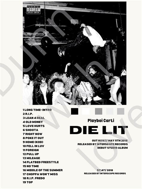 Die Lit Playboi Carti Album Cover Poster Etsy