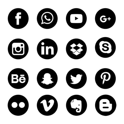 Social Media Silhouette Transparent Background Social Media Icons Set
