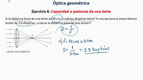 Óptica GeomÉtrcia Ejercicio 6 Capacidad O Potencia De Una Lente