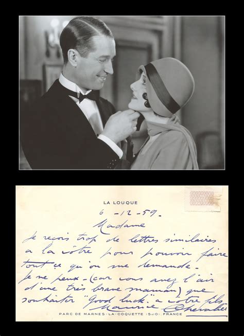 Maurice Chevalier 1888 1972 Autograph Letter Signed Photo 1959