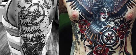 40 Traditional Compass Tattoo Designs For Men Old School