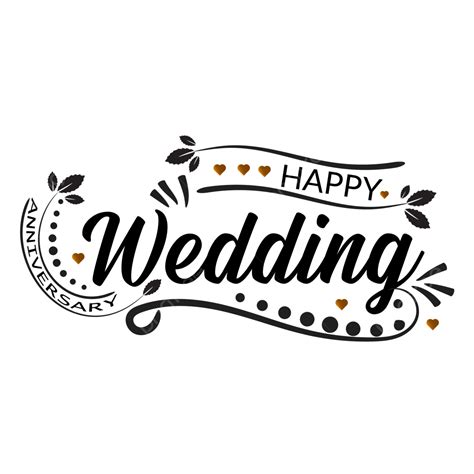 Happy Wedding Anniversary Black Text Clipart Vector Wedding