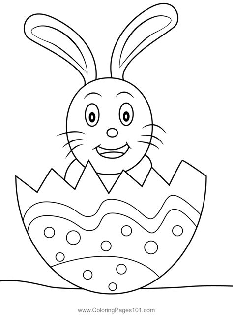 Rabbit In Egg Coloring Page For Kids Free Easter Printable Coloring