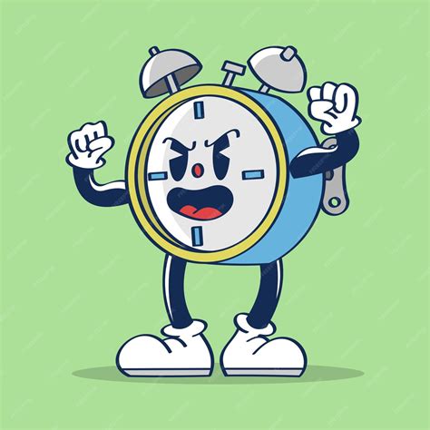 Premium Vector Alarm Clock Cartoon Character Get Angry Raised Hand