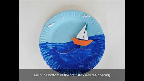 Paper Plate Boat Scene Craft Youtube