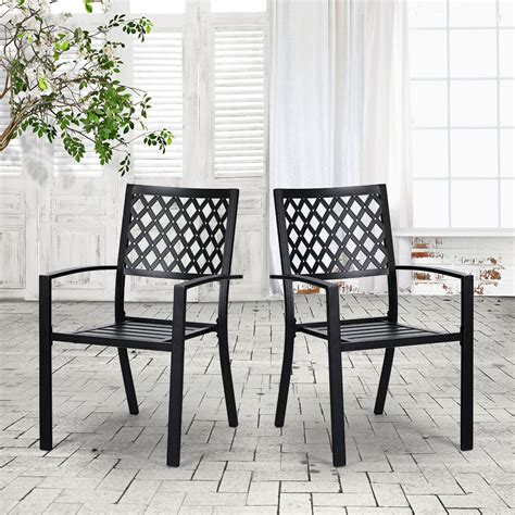 Mf Studio Wrought Iron Outdoor Patio Bistro Chairs With Armrest For