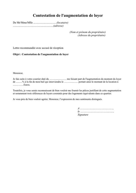 Lettre De Contestation De Laugmentation De Loyer Doc Pdf Page 1 Sur 1