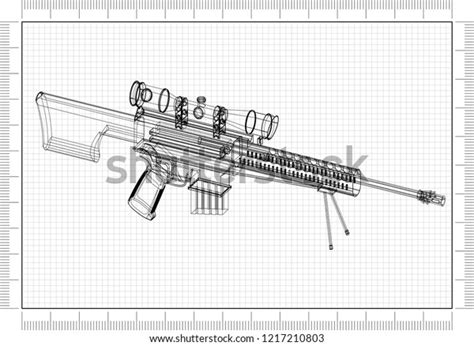 Sniper Rifle Architect Blueprint Stock Illustration 1217210803