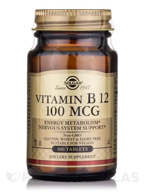 Vitamin B12 100 Mcg 100 Tablets Solgar Vitamin And Herb Pureformulas
