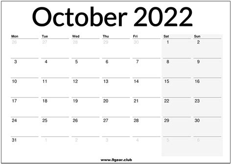 October 2022 Uk Calendar Printable Printable Calendars Free