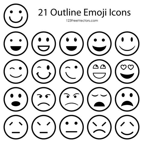 Outline Emoticons Free Vector Pack Vector Free Emoji Coloring Pages