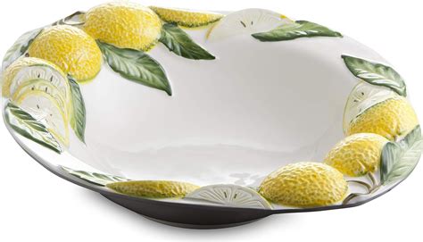 Bassano Unusual Italian Ceramic Round Large Lemons Fruit Bowl 345x10