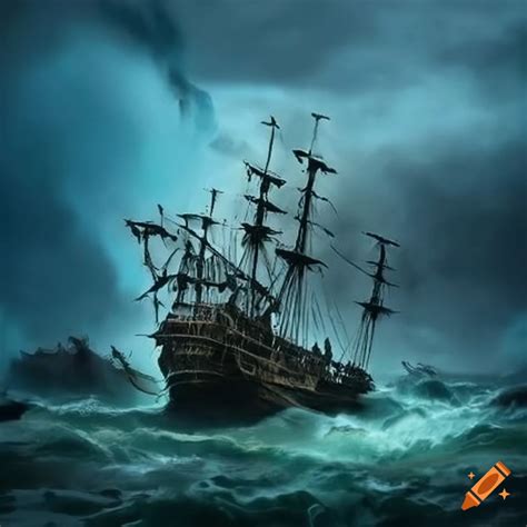 Shipwrecked Galleon In A Storm On Craiyon