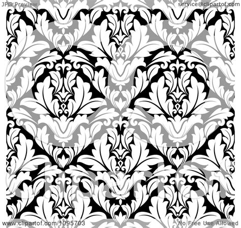Clipart Black And White Triangular Damask Pattern Seamless
