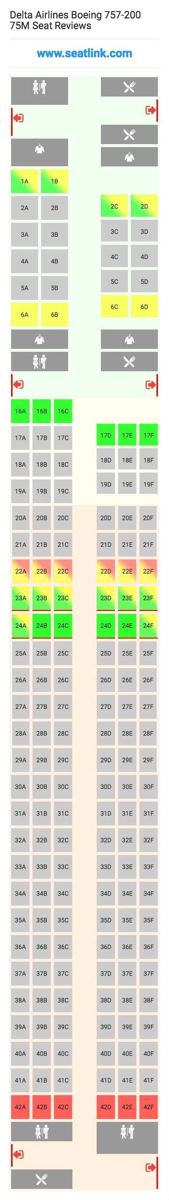 Delta Airlines Boeing 757 200 75m Seating Chart Updated November 2023