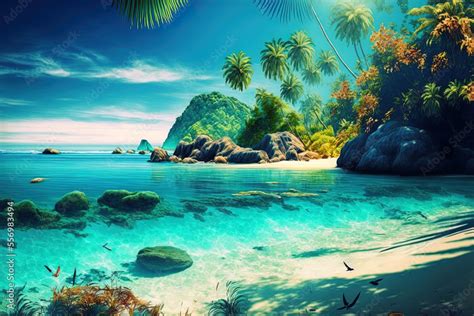 Amazing Tropical Nature Wallpaper With White Beach A Coral Reef A
