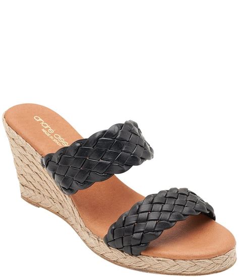 Andre Assous Aria Woven Leather Espadrille Wedge Slides Dillards Leather Espadrilles