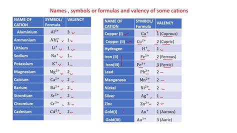 Science Chapter Ions Poly Atomic Ions Examples Of Some Cations