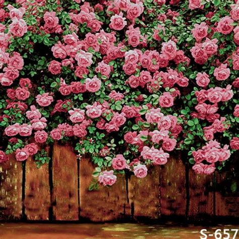 10x10ft Light Pink Rose Flowers Wall Dark Wooden Planks Wedding Custom