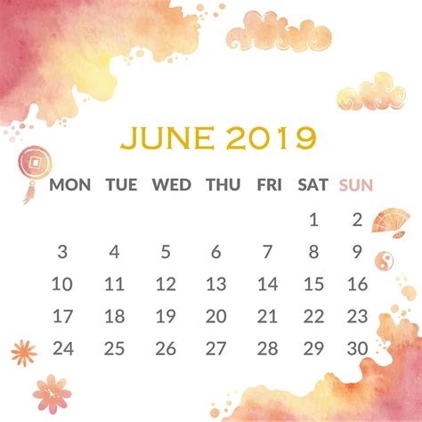 June 2019 Wall Calendar Template