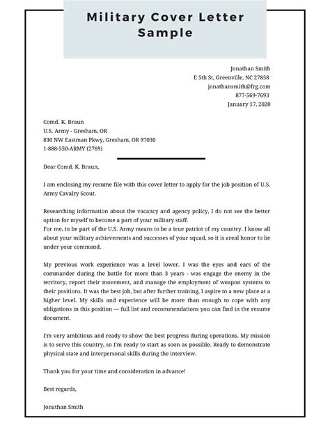 Military Cover Letter Sample Pdf Word Cover Letter