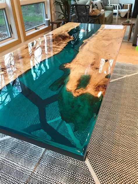 Turquoise Resin River Dining Table Etsy