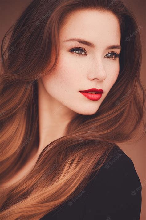 Premium Photo A Woman With Long Hair And Red Lipstick
