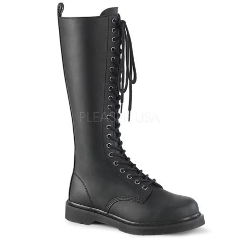 demonia demonia women s goth military punk combat lace up knee high black boots