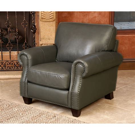 The armen living hope genuine leather upholstered chair is the perfect accent piece for your living room. Abbyson Lister Grey Leather Armchair | Top grain leather sofa, Accent chairs for living room ...