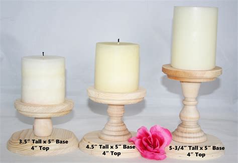 Smaller Unfinished Wooden Pillar Candlestick Holders Etsy