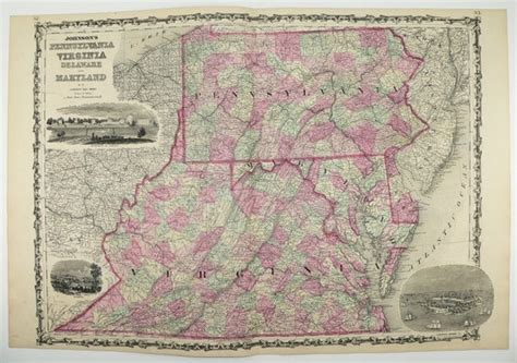 Rare Antique 1862 Map Of Virginia Pennsylvania By Oldmapsandprints