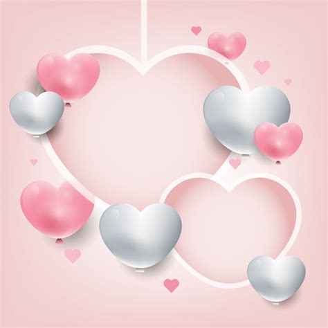 Valentinstag hintergrund hängen herzen rosa und weiße herzen d süßes werbebanner Premium Vektor