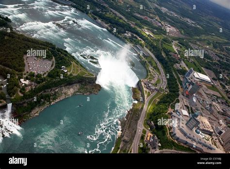Aerial View From Helicopter Flight Over Niagara Falls Ontario Canada